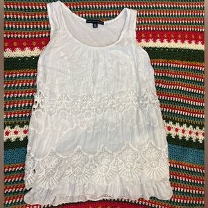 Saks Fifth Avenue White Lace Tank Top